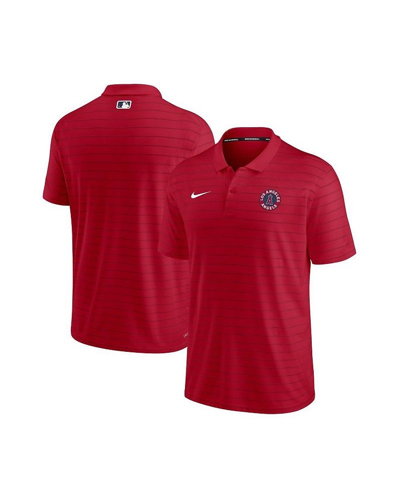 Men's Red Los Angeles Angels 2022 City Connect Striped Performance Polo $33.00 Polo Shirts