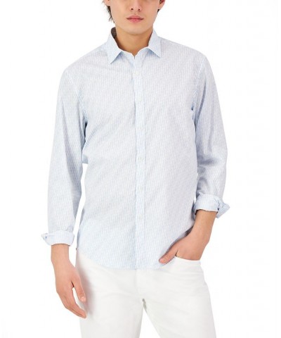 Men's Mode Geometric Print Long-Sleeve Shirt White $15.30 Shirts