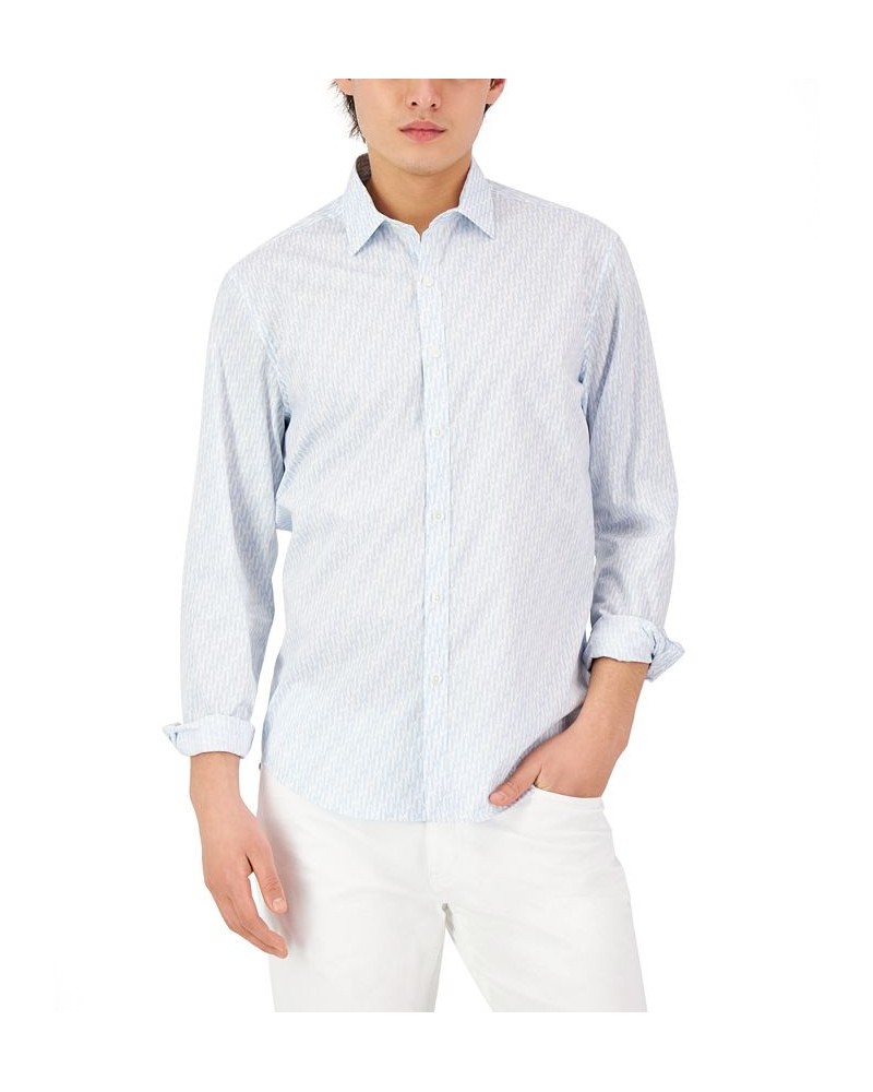 Men's Mode Geometric Print Long-Sleeve Shirt White $15.30 Shirts