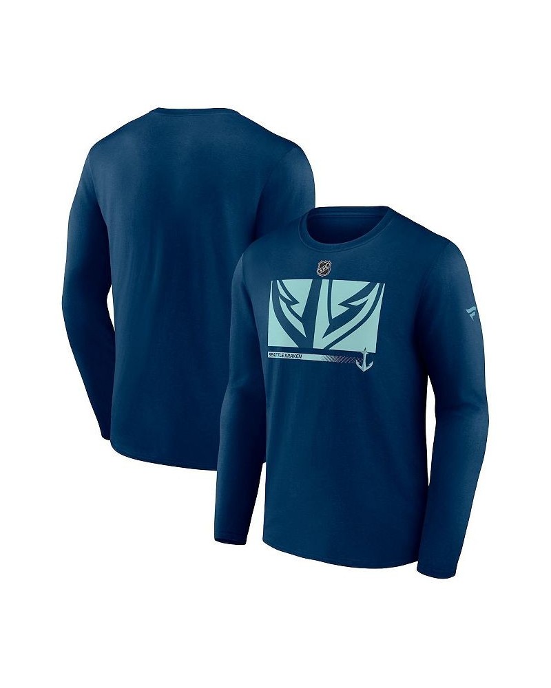 Men's Branded Deep Sea Blue Seattle Kraken Authentic Pro Core Collection Secondary Long Sleeve T-Shirt $16.56 T-Shirts