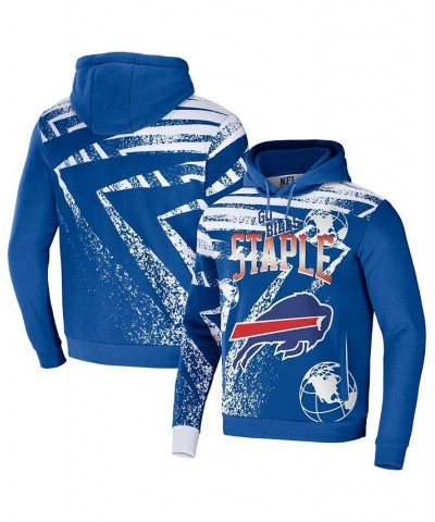 Men's NFL X Staple Royal Buffalo Bills Team Slogan All Over Print Pullover Hoodie $37.79 Sweatshirt