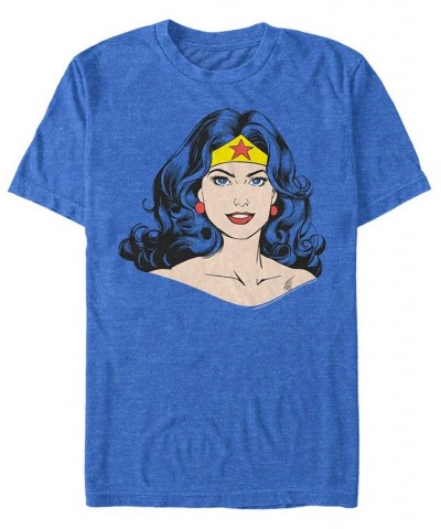 Men's Wonder Woman Just Big Face Short Sleeve T-shirt Blue $15.40 T-Shirts