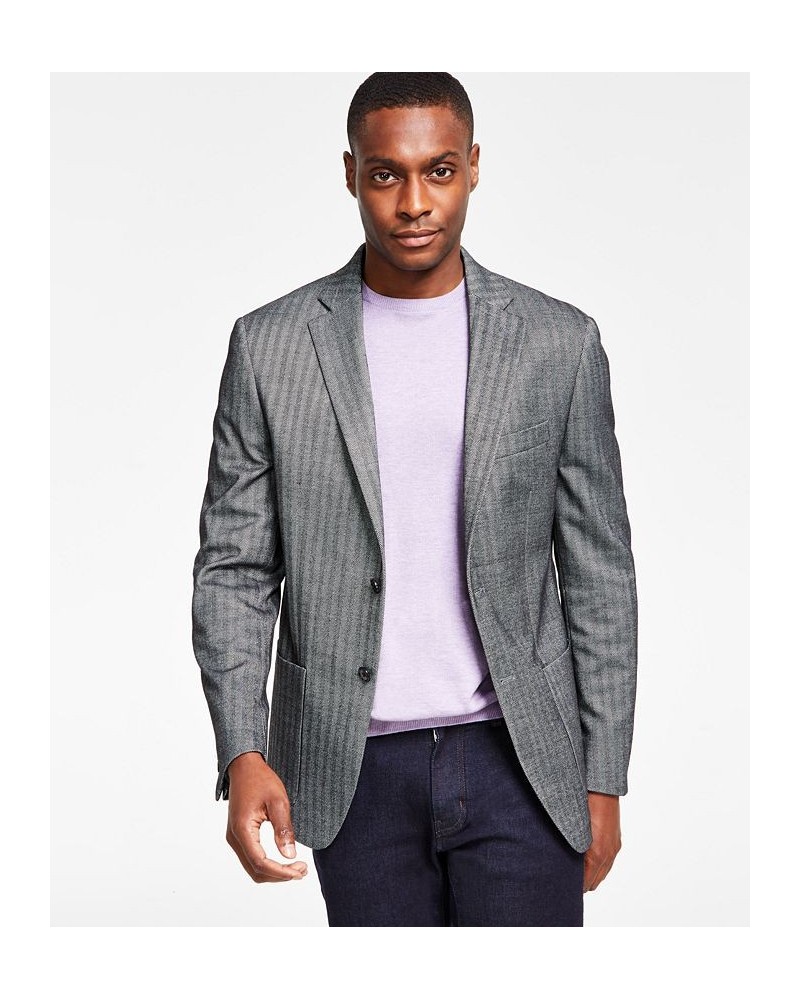 Men's Classic-Fit Herringbone Sport Coat Black $67.65 Blazers