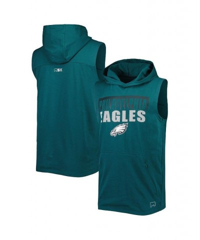Men's Midnight Green Philadelphia Eagles Relay Sleeveless Pullover Hoodie $33.00 T-Shirts