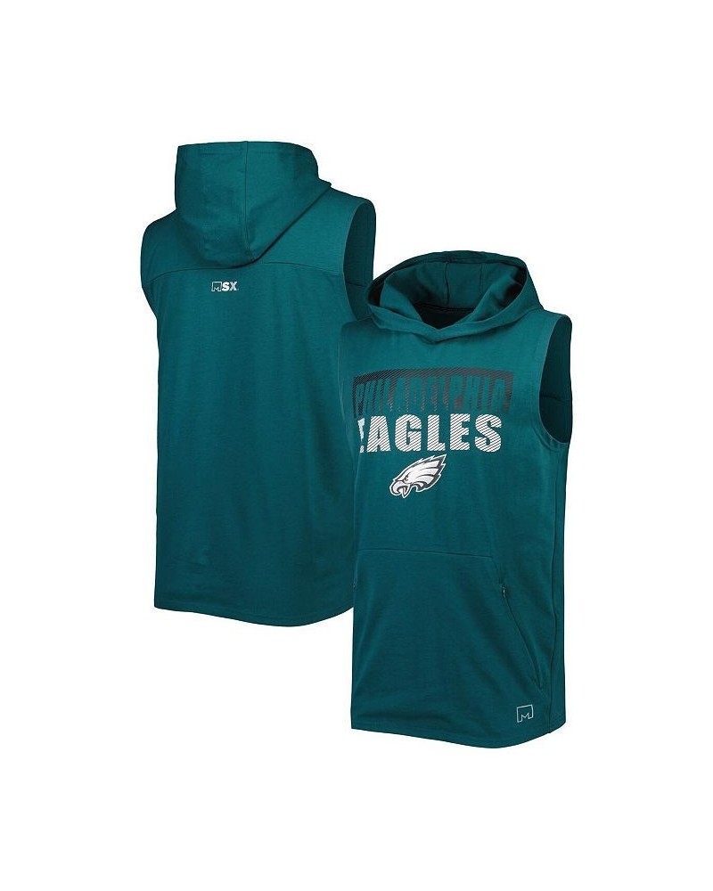 Men's Midnight Green Philadelphia Eagles Relay Sleeveless Pullover Hoodie $33.00 T-Shirts