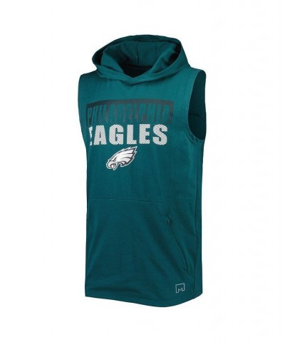 Men's Midnight Green Philadelphia Eagles Relay Sleeveless Pullover Hoodie $33.00 T-Shirts