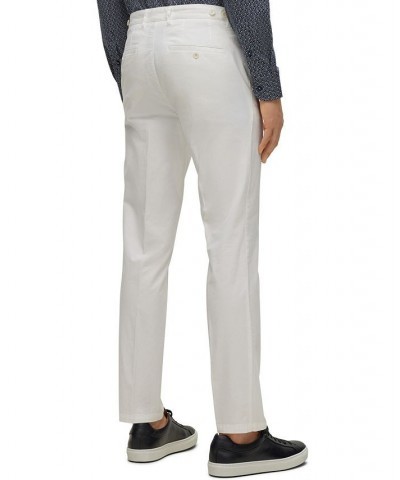 BOSS Men's Slim-Fit Stretch Cotton Signature Stripe Trousers White $64.48 Pants