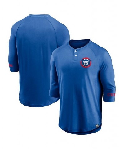 Men's Branded Royal Chicago Cubs Sport Resort Weathered Henley Washed Raglan 3/4-Sleeve T-shirt $23.50 T-Shirts
