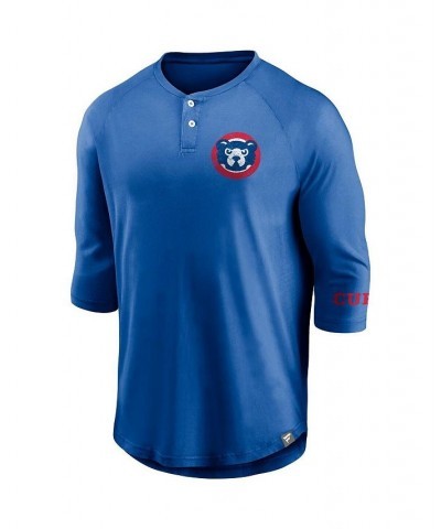 Men's Branded Royal Chicago Cubs Sport Resort Weathered Henley Washed Raglan 3/4-Sleeve T-shirt $23.50 T-Shirts