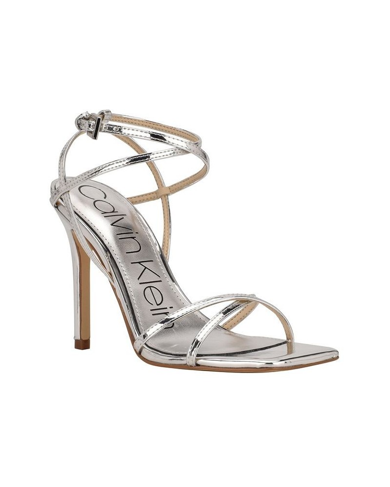 Women's Tegin Strappy Dress High Heel Sandals Gray $41.58 Shoes