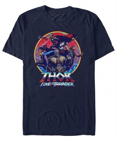Men's Thor- Love and Thunder Group Emblem Short Sleeve T-shirt Blue $20.99 T-Shirts