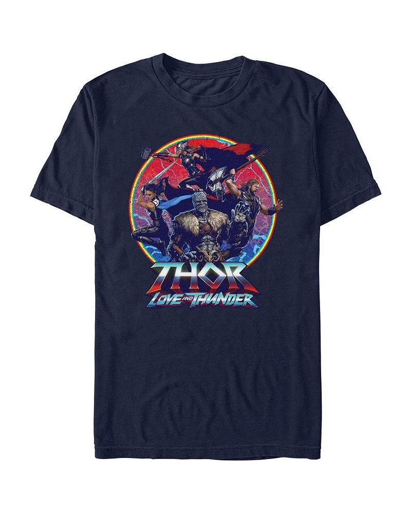 Men's Thor- Love and Thunder Group Emblem Short Sleeve T-shirt Blue $20.99 T-Shirts