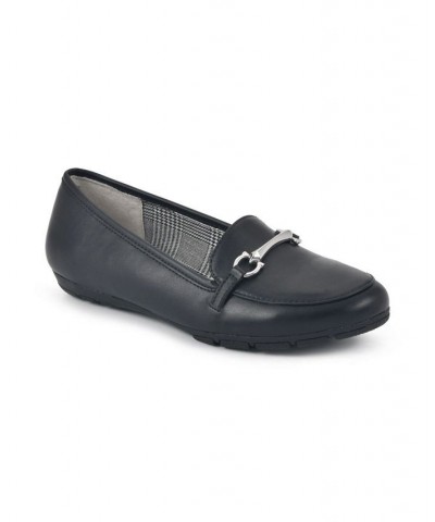 Women's Glowing Loafer Flats Black Smooth- Polyurethane $31.74 Shoes