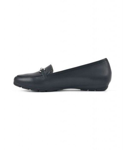 Women's Glowing Loafer Flats Black Smooth- Polyurethane $31.74 Shoes