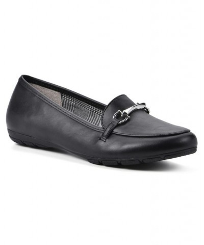 Women's Glowing Loafer Flats Black Smooth- Polyurethane $31.74 Shoes