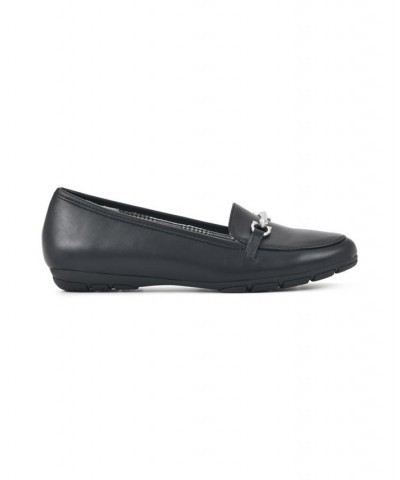 Women's Glowing Loafer Flats Black Smooth- Polyurethane $31.74 Shoes