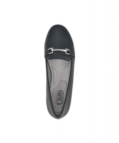 Women's Glowing Loafer Flats Black Smooth- Polyurethane $31.74 Shoes