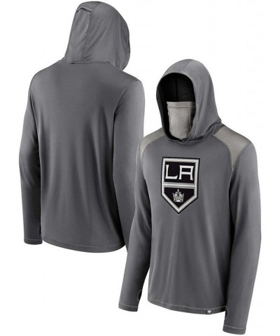 Men's Charcoal Los Angeles Kings Rally On Transitional Pullover Hoodie with Face Covering $22.00 Sweatshirt