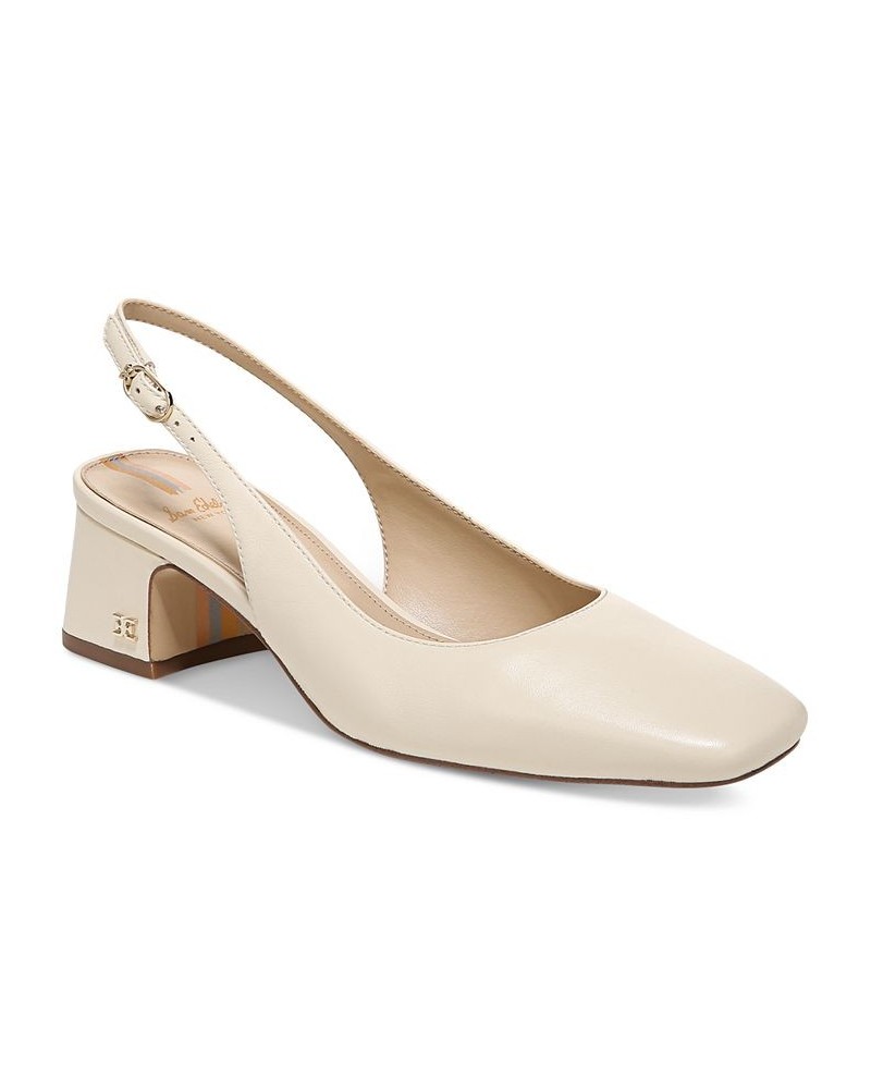 Terra Snip-Toe Slingback Block-Heel Pumps White $52.50 Shoes