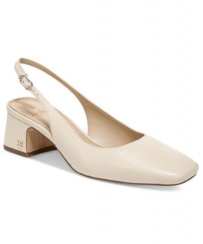 Terra Snip-Toe Slingback Block-Heel Pumps White $52.50 Shoes