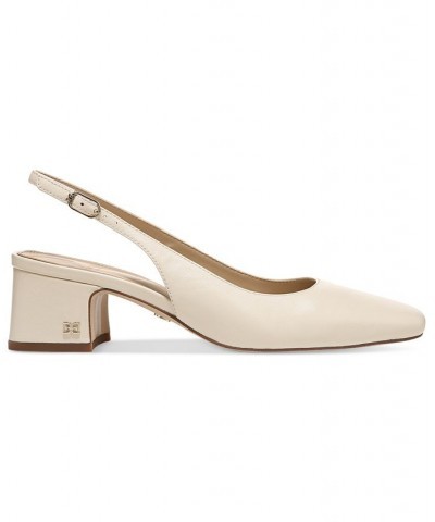 Terra Snip-Toe Slingback Block-Heel Pumps White $52.50 Shoes