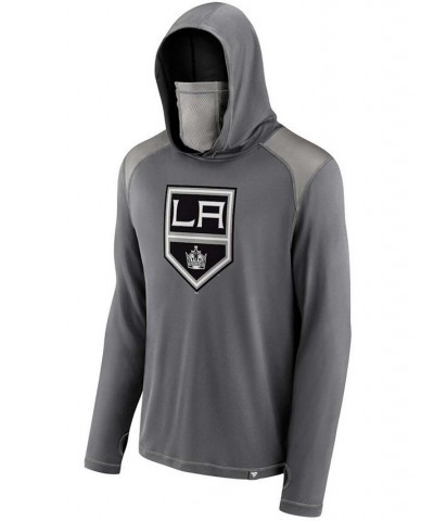 Men's Charcoal Los Angeles Kings Rally On Transitional Pullover Hoodie with Face Covering $22.00 Sweatshirt