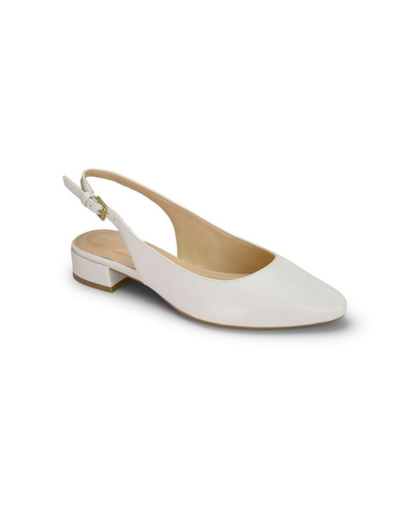 Women's Cassius Slingback Block Heel Dress Pumps Ivory Leather $43.56 Shoes