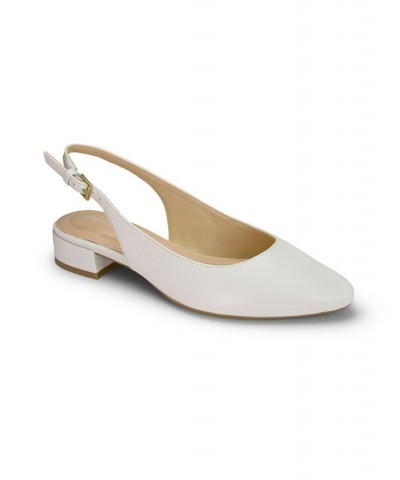 Women's Cassius Slingback Block Heel Dress Pumps Ivory Leather $43.56 Shoes