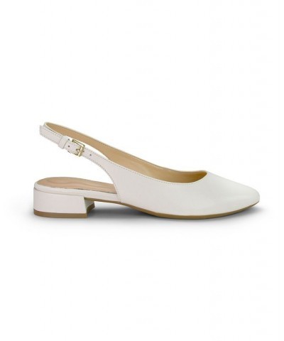 Women's Cassius Slingback Block Heel Dress Pumps Ivory Leather $43.56 Shoes