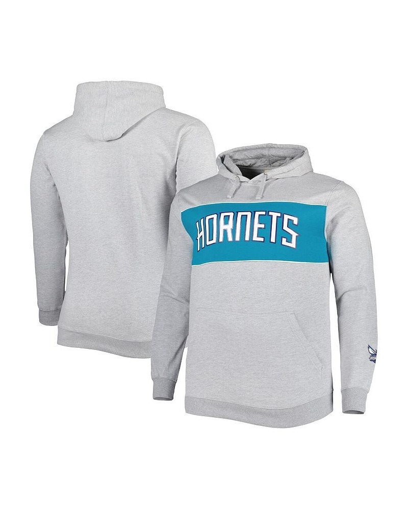 Men's Branded Heather Gray Charlotte Hornets Big and Tall Wordmark Pullover Hoodie $26.04 Sweatshirt