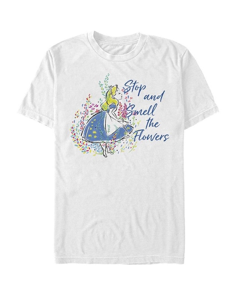 Men's Smell The Flowers Short Sleeve Crew T-shirt White $15.75 T-Shirts