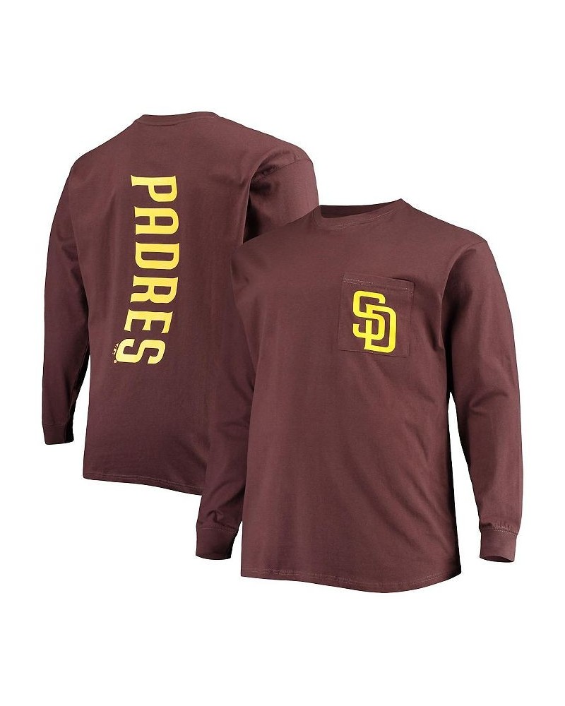 Men's Branded Brown San Diego Padres Big and Tall Solid Back Hit Long Sleeve T-shirt $32.99 T-Shirts