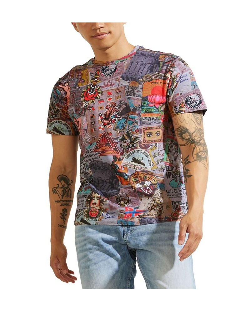 Men's Eco Vintage Collage Print T-Shirt Gold $31.27 T-Shirts