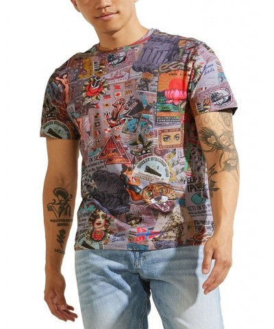 Men's Eco Vintage Collage Print T-Shirt Gold $31.27 T-Shirts