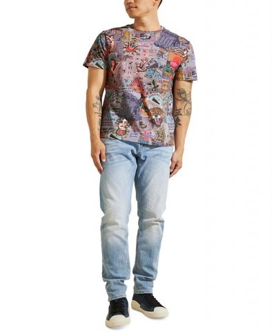 Men's Eco Vintage Collage Print T-Shirt Gold $31.27 T-Shirts