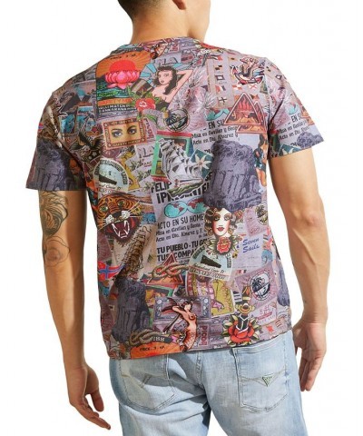 Men's Eco Vintage Collage Print T-Shirt Gold $31.27 T-Shirts