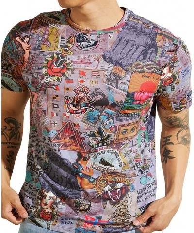 Men's Eco Vintage Collage Print T-Shirt Gold $31.27 T-Shirts