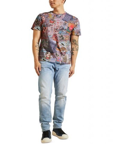 Men's Eco Vintage Collage Print T-Shirt Gold $31.27 T-Shirts