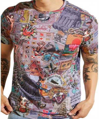 Men's Eco Vintage Collage Print T-Shirt Gold $31.27 T-Shirts