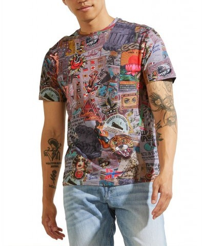 Men's Eco Vintage Collage Print T-Shirt Gold $31.27 T-Shirts