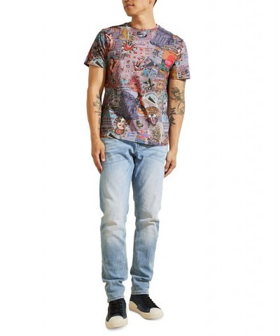 Men's Eco Vintage Collage Print T-Shirt Gold $31.27 T-Shirts