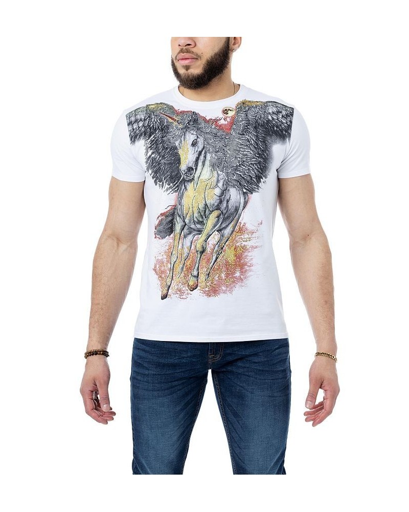 Men's Unicorn Rhinestone T-shirt White $18.90 T-Shirts
