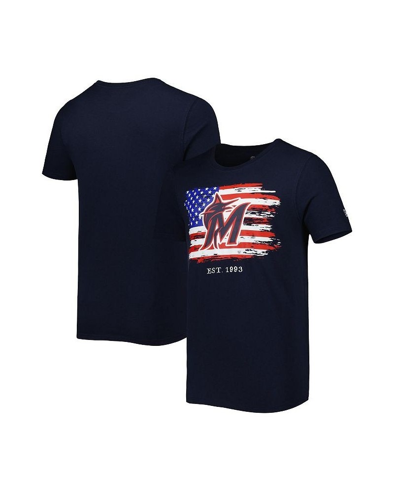 Men's Navy Miami Marlins 4th of July Jersey T-shirt $23.04 T-Shirts