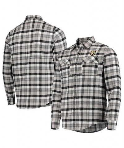 Men's Black and Gray Vegas Golden Knights Ease Plaid Button-Up Long Sleeve Shirt $25.30 Shirts