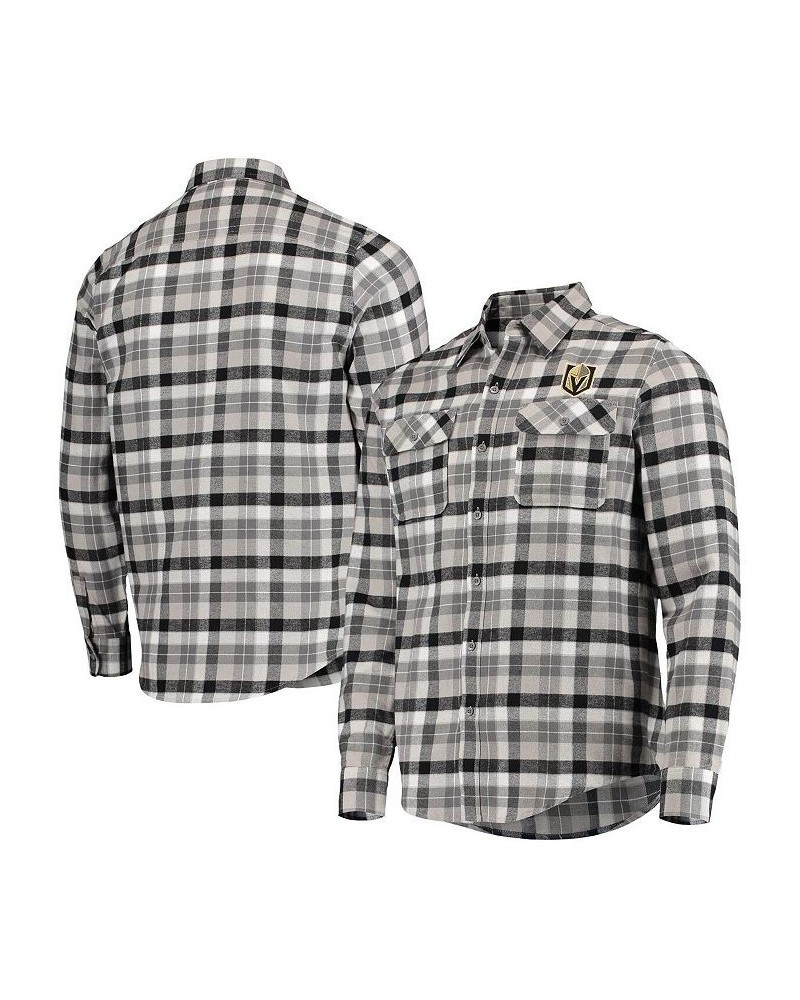 Men's Black and Gray Vegas Golden Knights Ease Plaid Button-Up Long Sleeve Shirt $25.30 Shirts