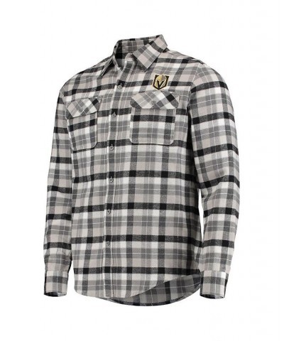 Men's Black and Gray Vegas Golden Knights Ease Plaid Button-Up Long Sleeve Shirt $25.30 Shirts