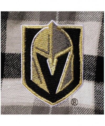 Men's Black and Gray Vegas Golden Knights Ease Plaid Button-Up Long Sleeve Shirt $25.30 Shirts