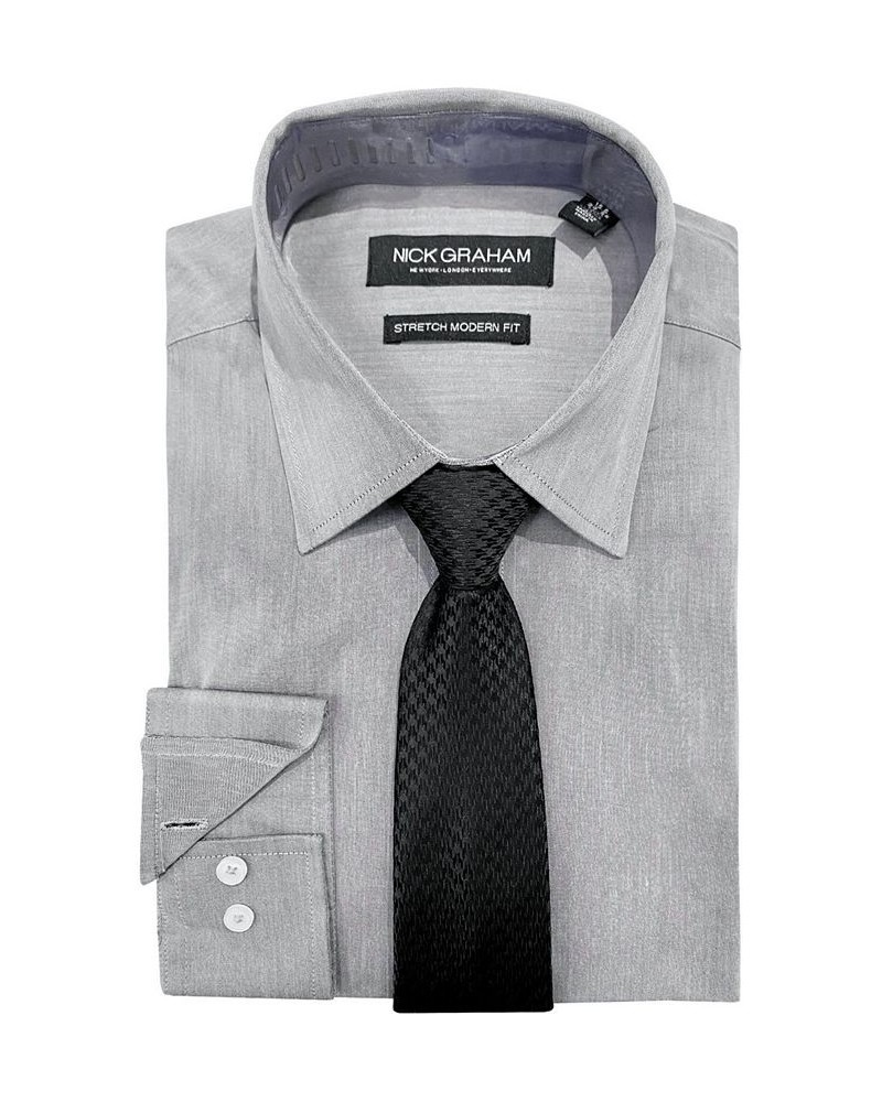 Men's Slim-Fit Chambray Dress Shirt & Tie Set Gray $23.73 Dress Shirts