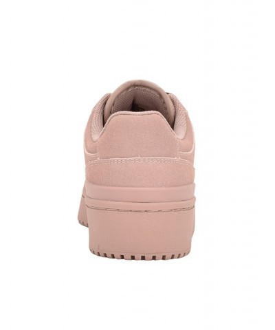 Women's Alondra Casual Platform Lace-up Sneakers Pink $53.46 Shoes