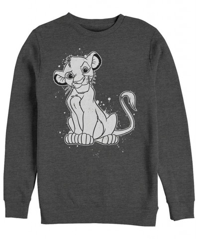 Disney Men's Lion King Simba Smirk Paint Splatter, Crewneck Fleece Gray $24.20 Sweatshirt